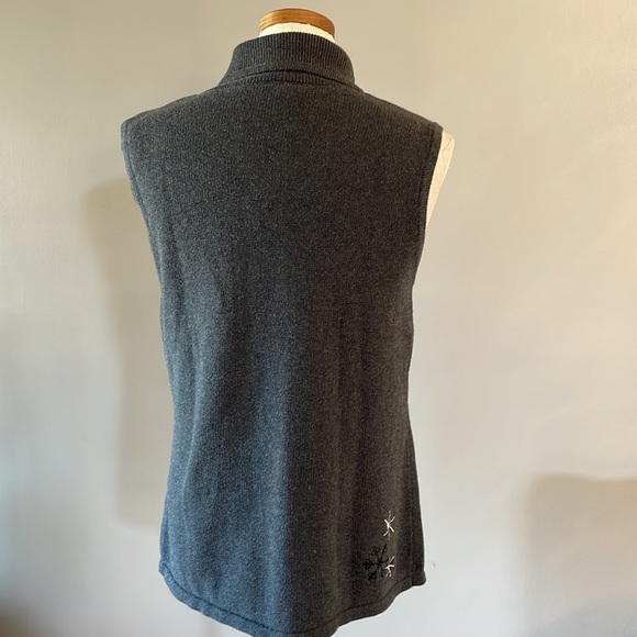 Vintage BRECKENRIDGE woman’s petite grey snowflake sweater zippered Vest size PM - Picture 8 of 13
